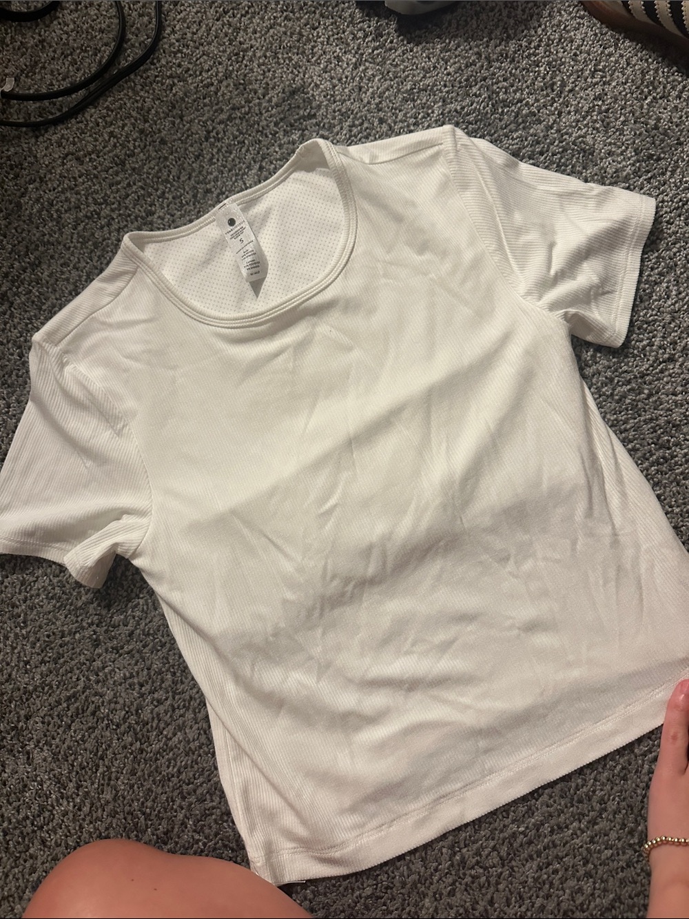 Yogalicious White Ribbed Short Sleeve Tee